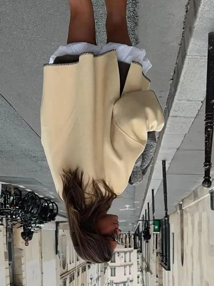 HH جديد أزياء المرأة عارضة ضئيلة معطف أنيق المرأة معطف طويل الأكمام الياقة المدورة واحدة الصدر تزيين الصلبة الخريف السترات