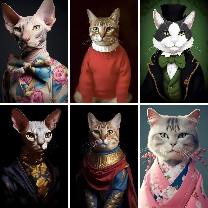 

DIY Diamond Embroidery, Sphynx Cats Dressed ,Gems Mosaic Sets ,Diamond Painting Kitten,Pictures of Rhinestones Decoration