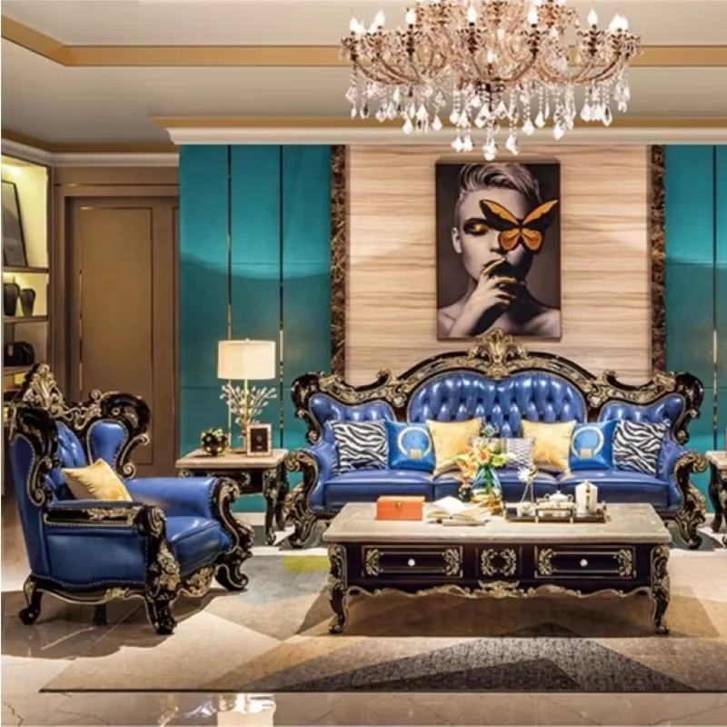 #@ Living Room Open Wooden Furniture Sofa - Set English Style, High-Quality Classic English Living Room Sofa Set