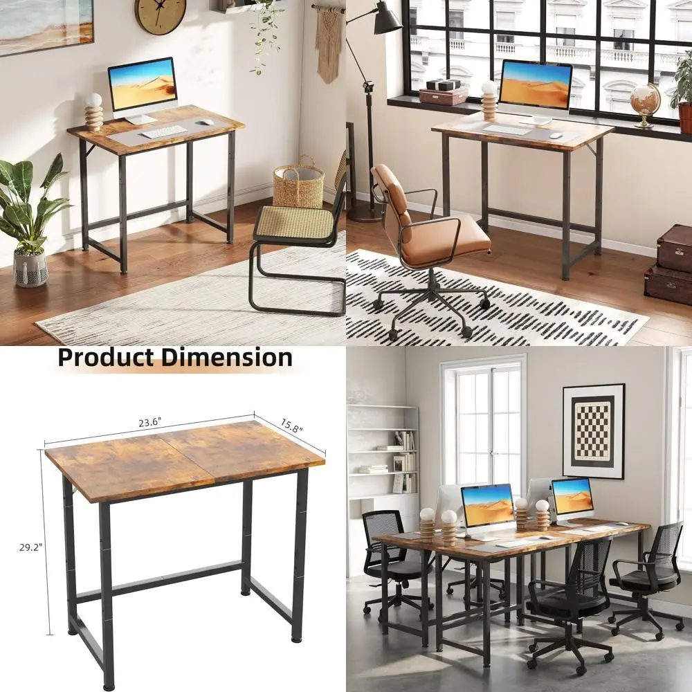 مكتب صغير، مكتب كمبيوتر صغير مقاس 24 بوصة للمساحات، طاولة مكتب صغيرة الحجم وبسيطة لغرفة النوم والمكتب المنزلي وأعمال الكتابة #1