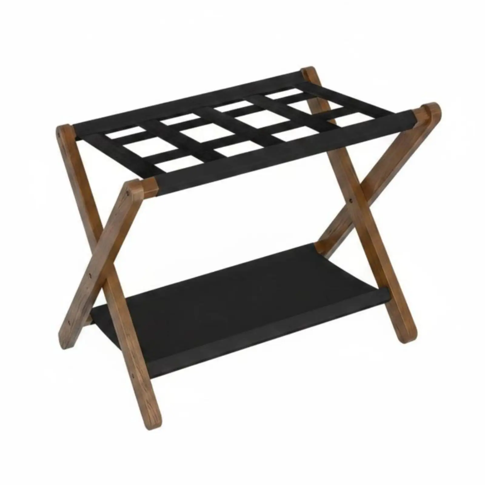 Foldable Suitcase Holder Rack Wooden Luggage Storage Stand Space-saving Organizer for Guest Bedroom