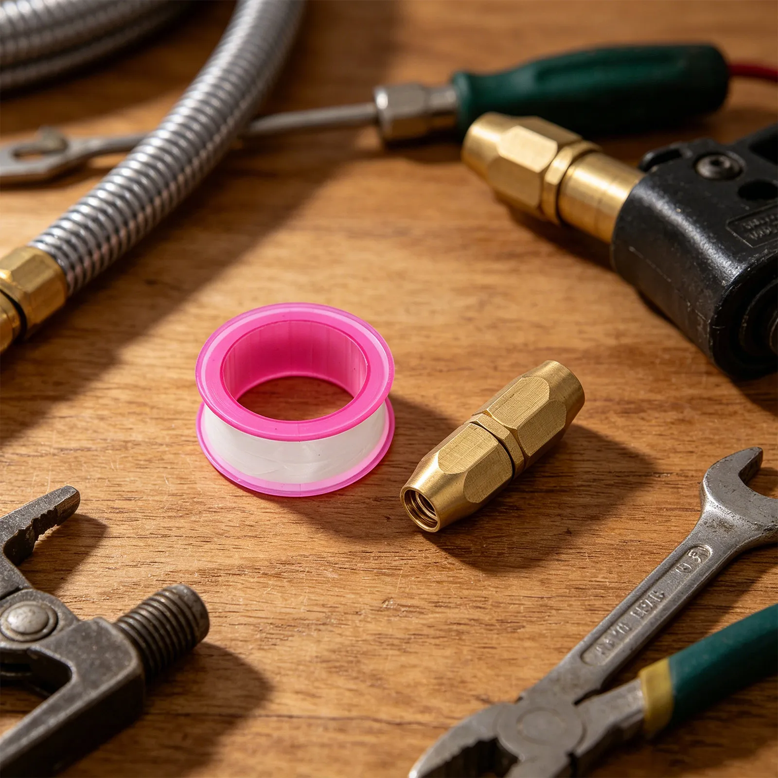 1Set Air Hose Repair Kit Brass 1 4 Hose Fittings Reusable Ptfe Tape PVC PU Tubing Pneumatic Connector Coupler Repair