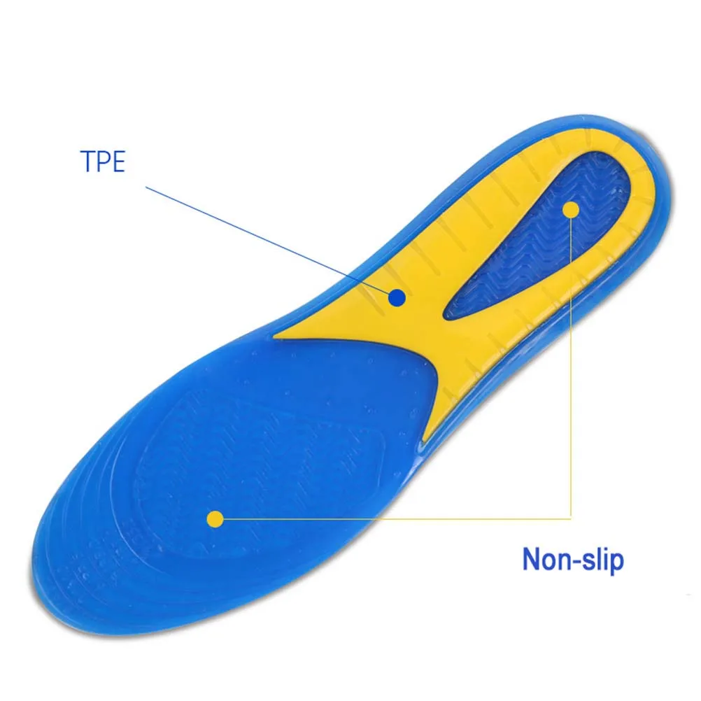

1Pair Thick Shock Absorption Insoles Breathable Non-Slip Shoe Pads for Running Jumping Hiking Size L Blue Yellow Foot Pads