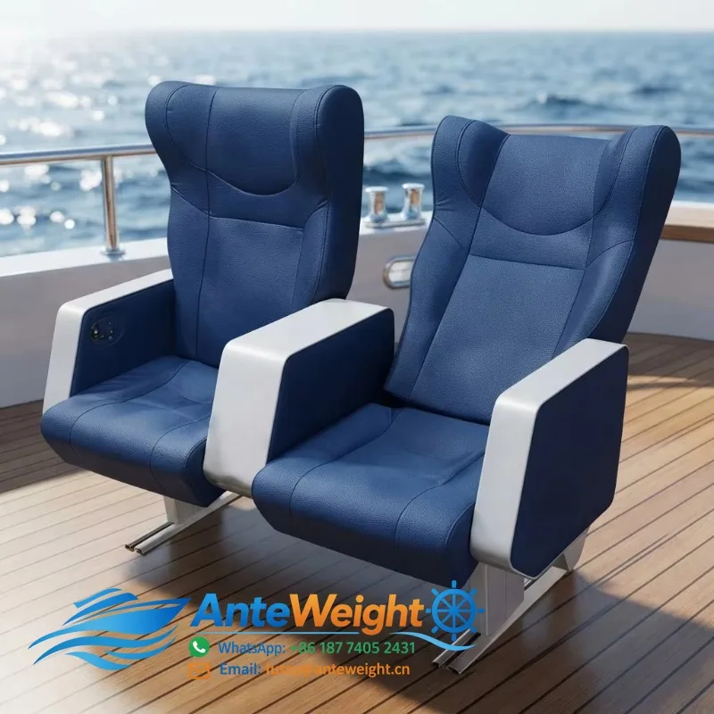 Single/Double/Triple Aluminum Marine Seat with Hinge Adjustable Backrest and Double Armrests New for Passenger Use