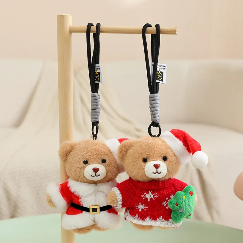 Christmas Teddy Bear Adorable Brown Bear Hanging Pendants Xmas Tree Snowflake Sweater Bear Dolls Merry Christmas Decors