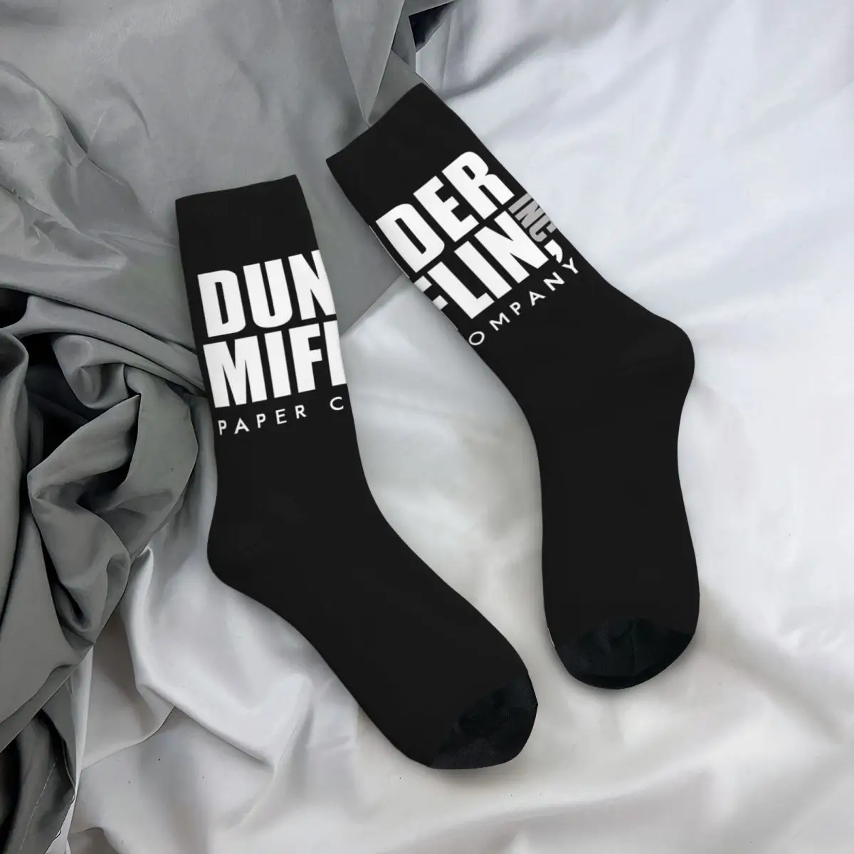 جوارب Dunder Mifflin بشعار Harajuku جوارب ممتصة للعرق طوال الموسم جوارب طويلة إكسسوارات هدية عيد ميلاد الرجل والمرأة