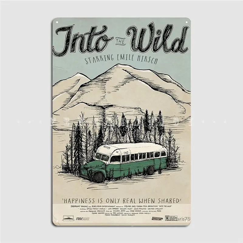 Into The Wild Illustrated Metal Sign  Customizable Tin Poster for Club Pub Garage and Wall Decor  Perfect Home Decor Gift