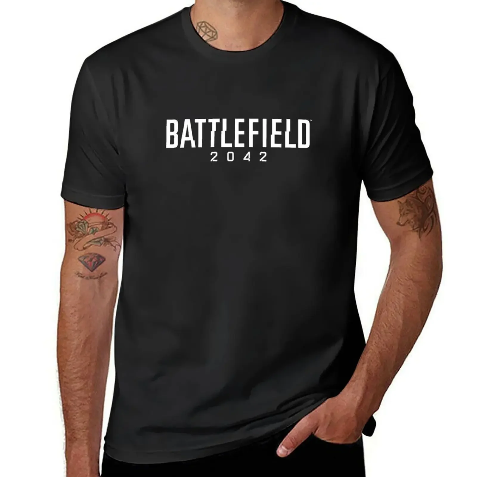 

Battlefield 2042 White Logo T-Shirt cotton man t-shirts Anime t-shirt kawaii clothes mens cotton t shirts