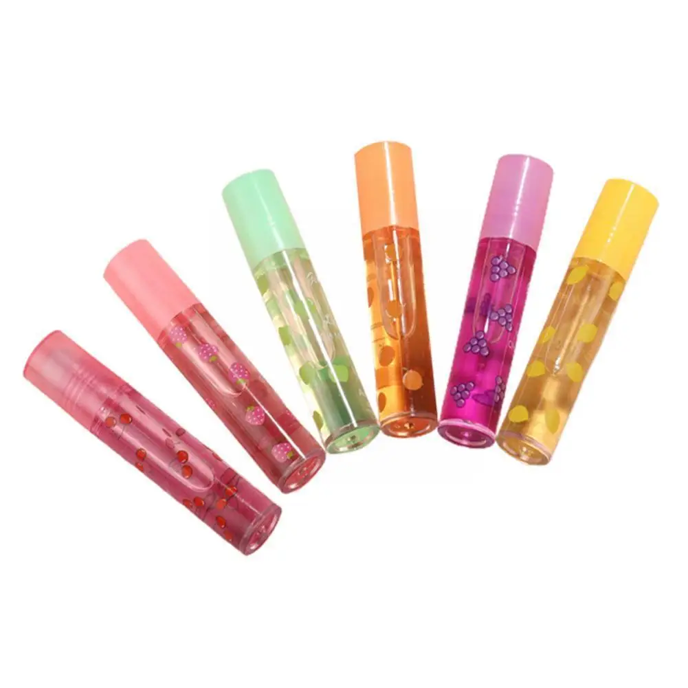 6 Color Random Roll-On Fruit Oil Lip Balm Lip Gloss Lasting Transparent Oil Lip Long Moisturizing Hydrating Cosmetics Lip M H8P1