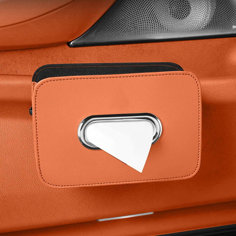 

1Pc PU Leather Car Tissue Box Holder Hanging Napkin Case for Vehicle Visor Seat Back Center Console Universal Fit for Most Cars