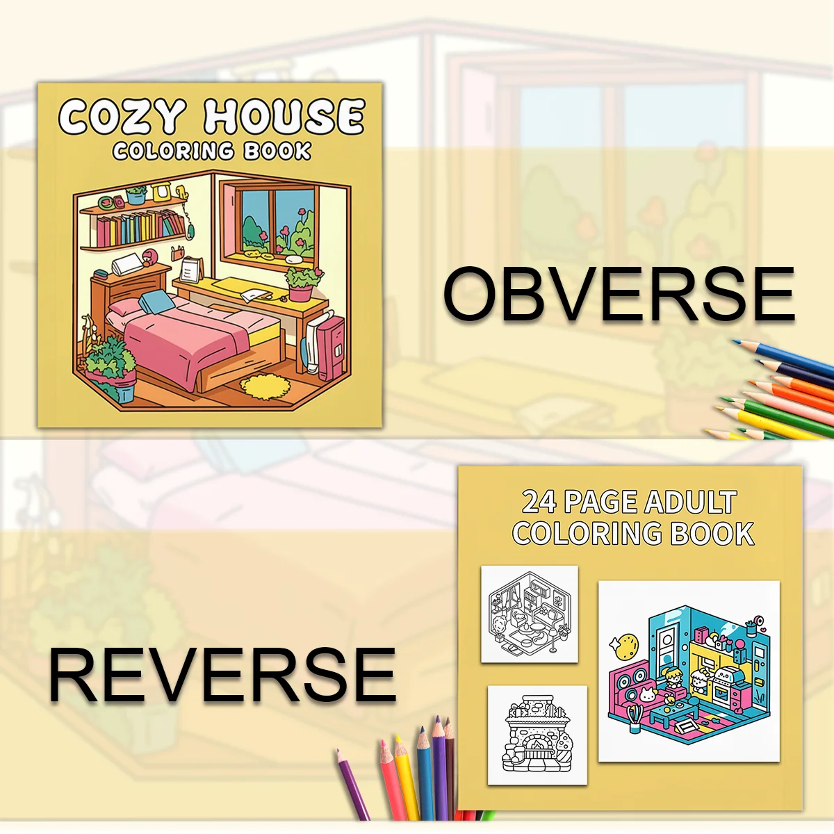 Adult Coloring Book - Cozy Home Designs: Relaxing House Layouts and Stress Relief Coloring Pages