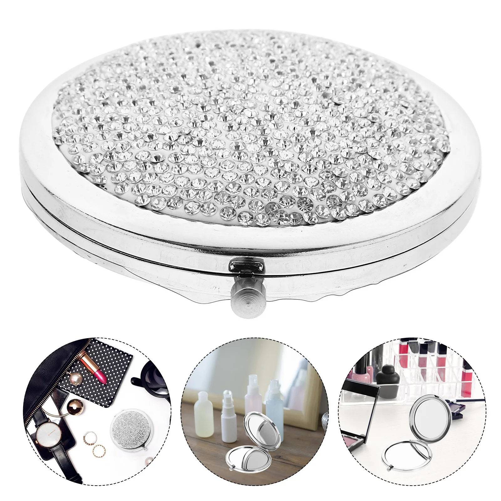 

1Pcs Delicate Design Folding Makeup Mirror Double-Sided Compact Mirror Practical Chic Gloss for Girls Women Light Green