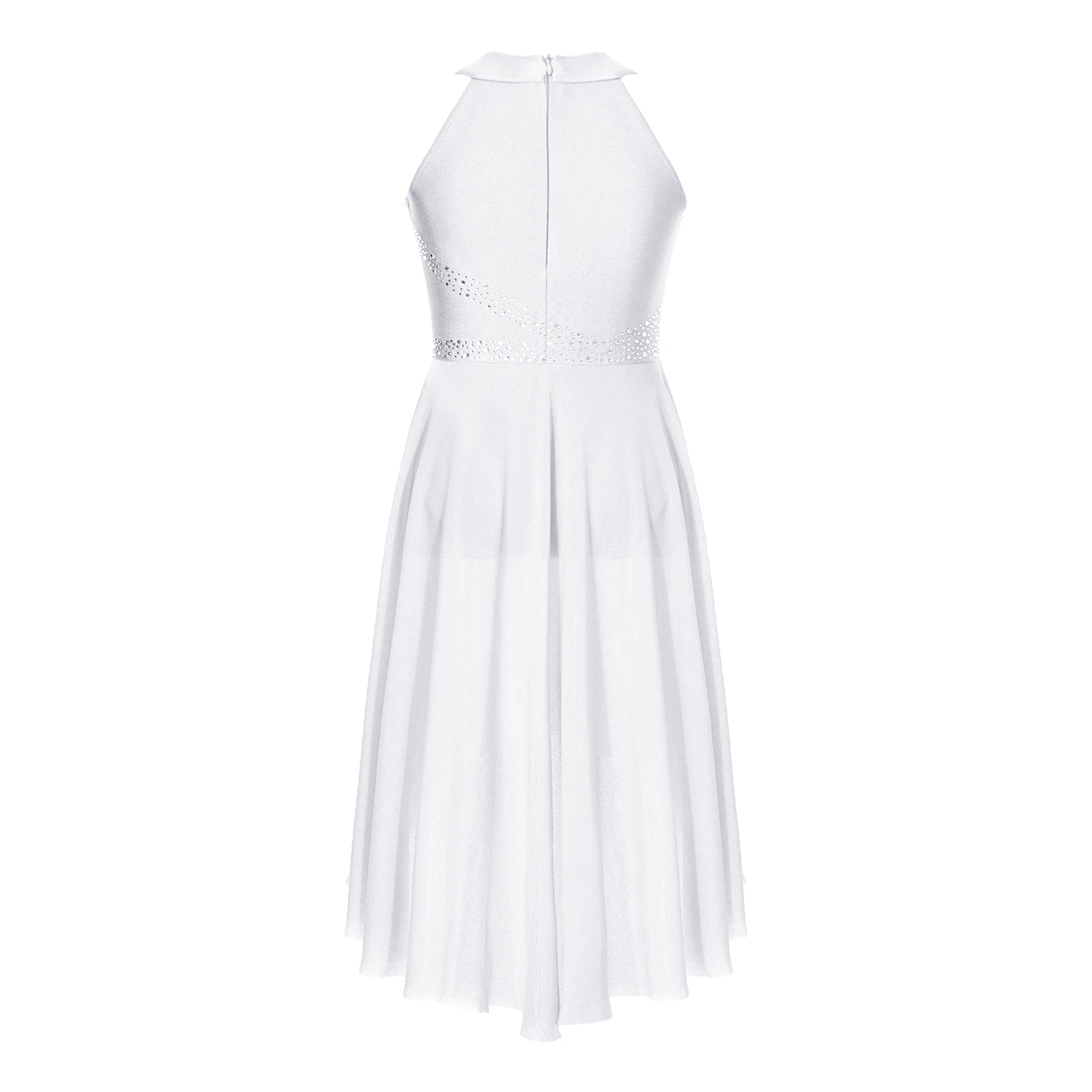 6-16Y الفتيات الحديثة فستان رقص غنائي بلا أكمام لامعة حجر الراين يوتار توتو الباليه الجمباز الشكل التزلج اللاتينية Dancewear #2