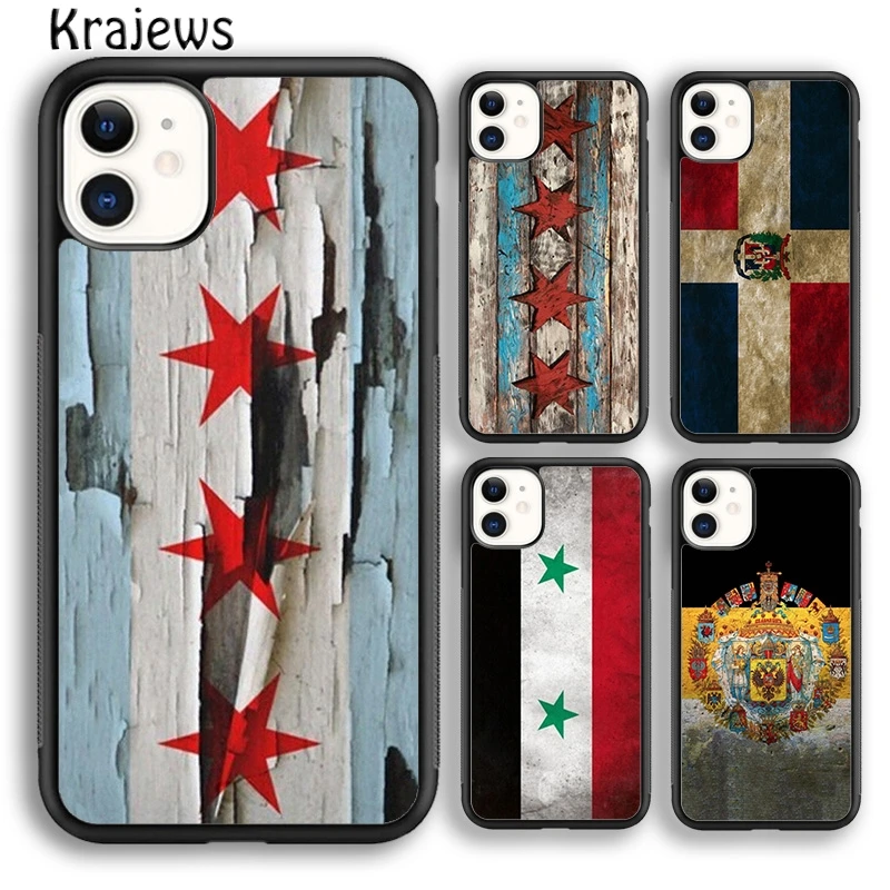 Krajews Dominican Syria russia Britain Chicago flag Phone Case Cover For iPhone 16 15 14 plus XS XR 11 12 mini 13 pro max