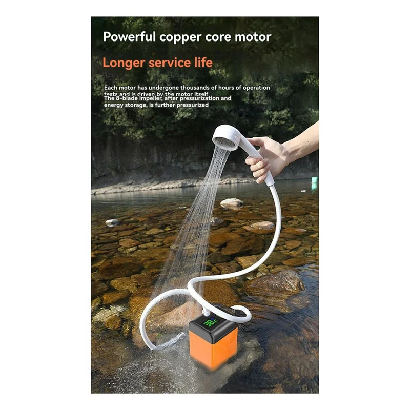 

B06C-Travel Watering Outdoor Camping Portable Electric Shower Pump IPX7 Waterproof Smart Temperature