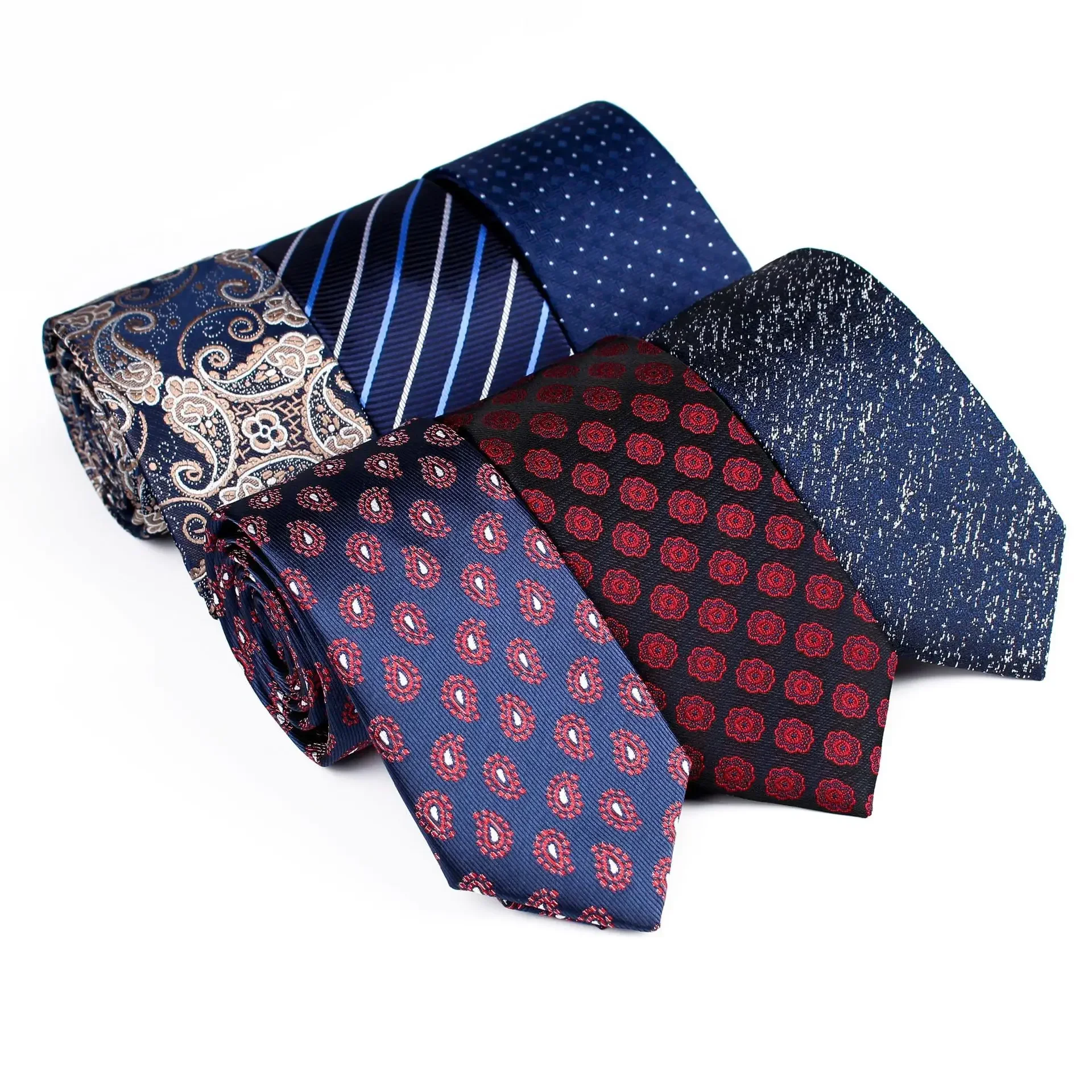 MUGIVALA  6cm Narrow Tie 1200 Needle Polyester Tie Personalized Business Tie For Men Gentlemen Dot Paisley Necktie