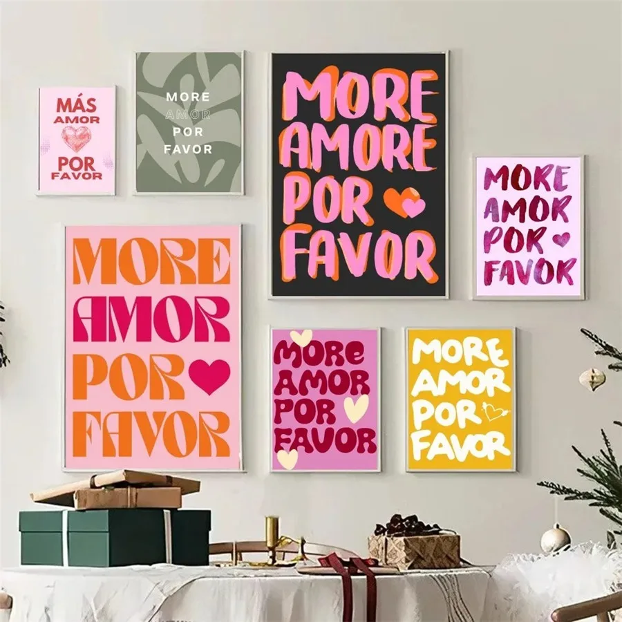 More Amor Por Favor Good Quality Canvas Prints and Posters Vintage Room Home Bar Cafe Decor Aesthetic Art Wall Painting