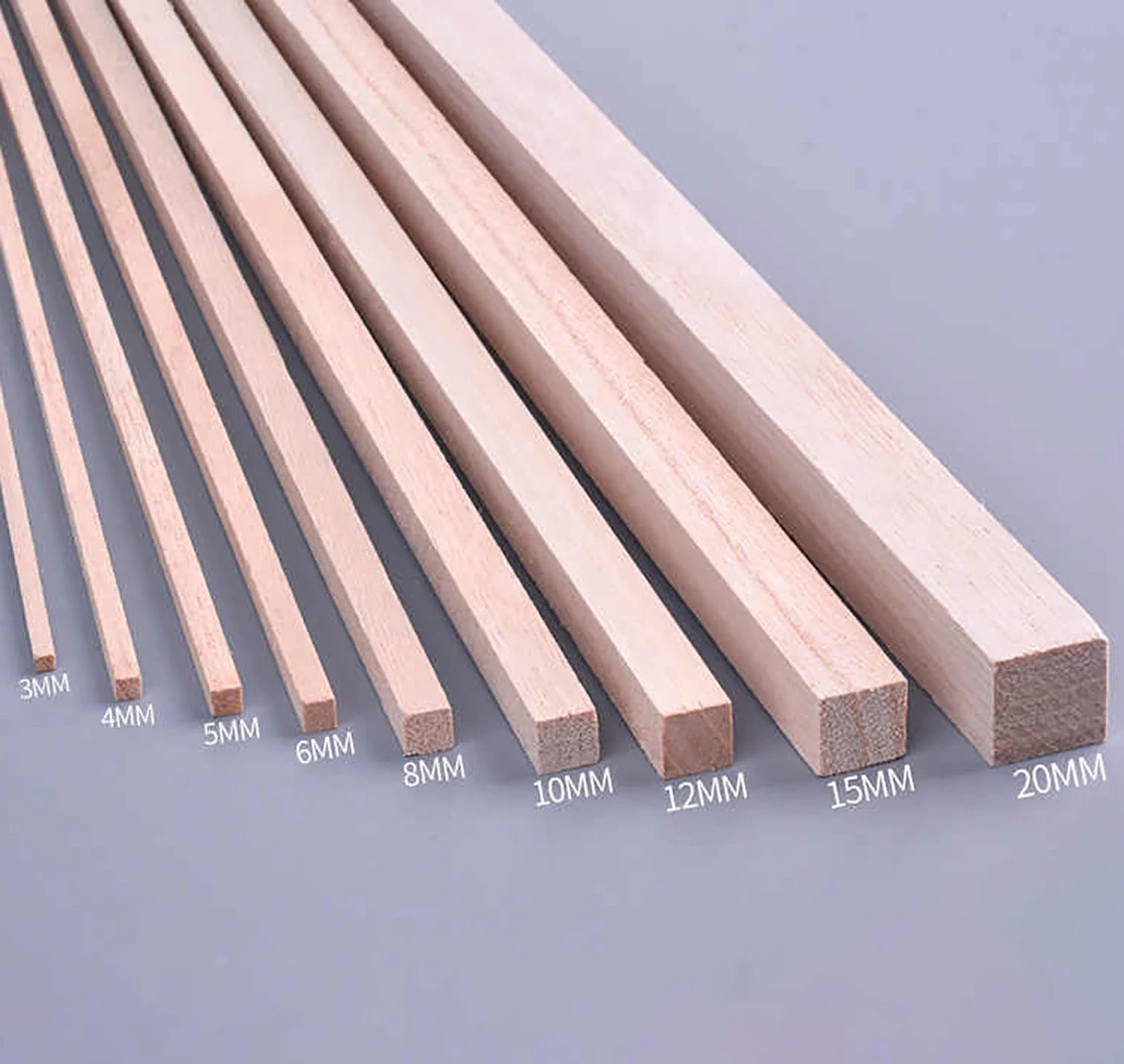 Length 250mm Solid Square Wood Strip Small Wooden Rods DIY Model Material Crafts Decoration Making Parts 2/3/4/5/8/10/12/20mm