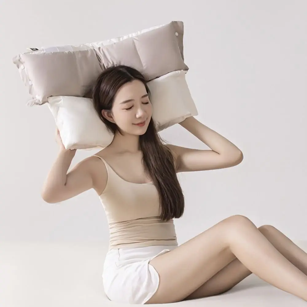 

Ergonomic 3-in-1 Sleeping Pillow Lightweight Detachable Cervical Traction Pillow Soft Rectangular Neck Support Pillow Gift