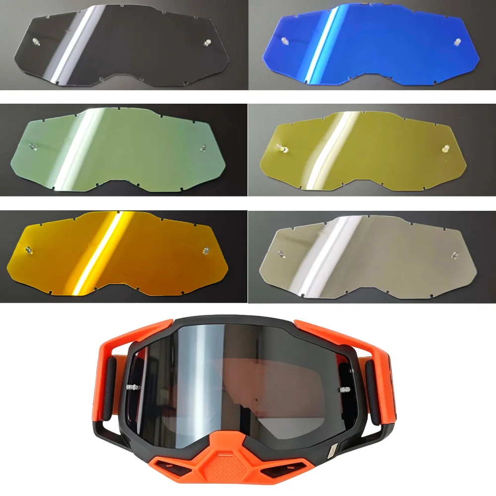 STR2 Dirt Bike Goggle Spare Lens, PC Replacement Lens, Yellow, Blue, Clear, Lake Green Options, 1/2/3PC Optional