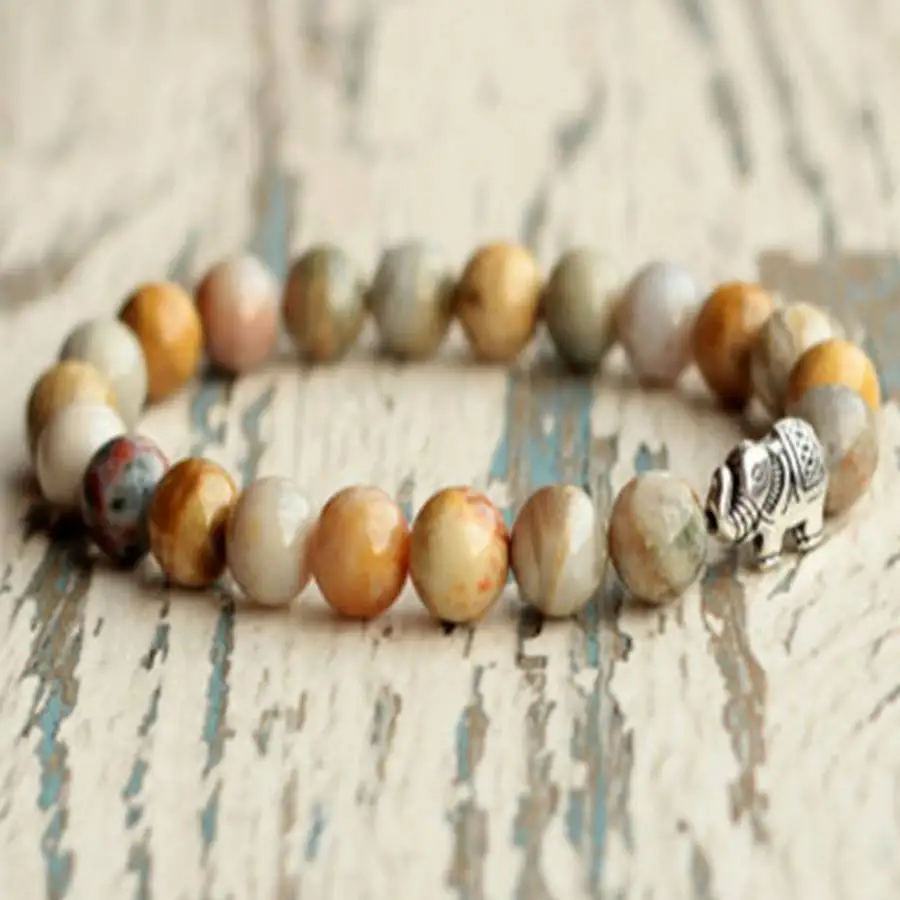 Handmade crazy lace agate beads bracelet,men's cuff button bracelet,Ramadan prayer bead,women's meditation,holiday gift view 2