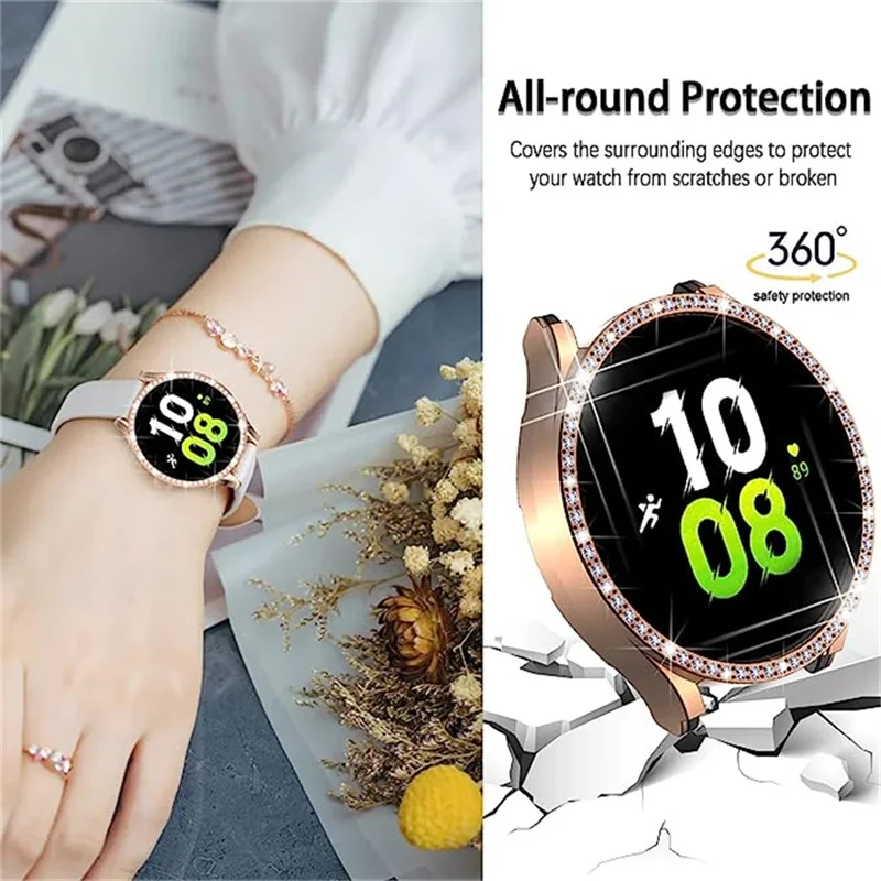 Diamond Case for Samsung Galaxy Watch 4/5/5 pro 44mm 40mm All-Around Bumper Protector Galaxy watch 4 classic 42mm 46mm PC Cover