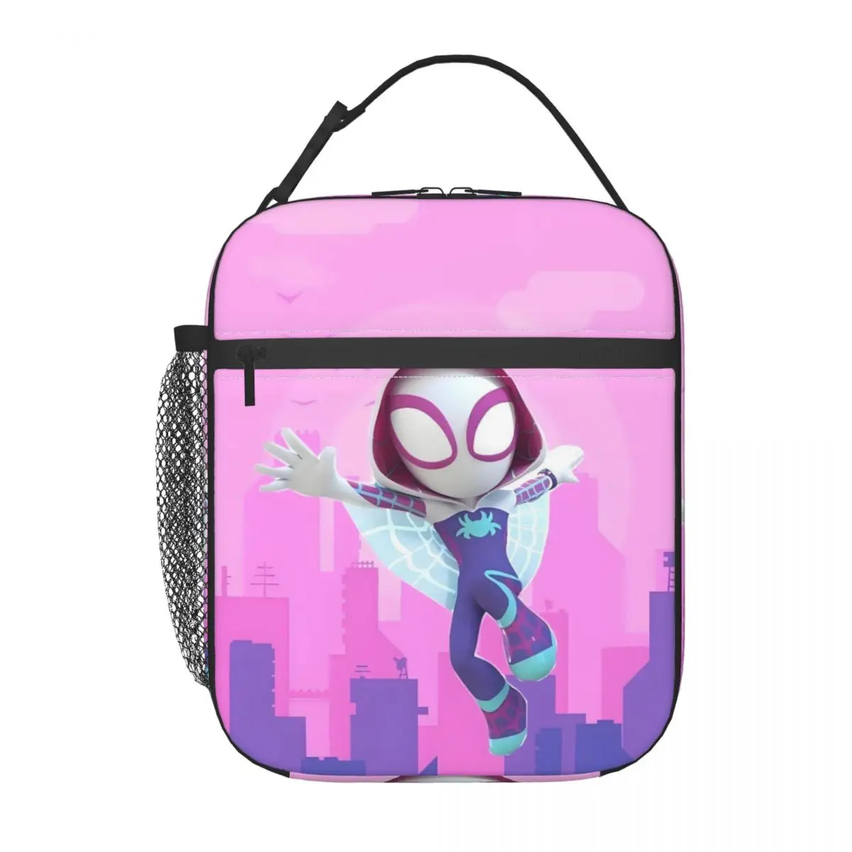 

Custom Gwen Spider Thermal Insulated Lunch Bags Women Cartoon Manga Portable Lunch Box for Outdoor Picnic Storage Food Tote Bags
