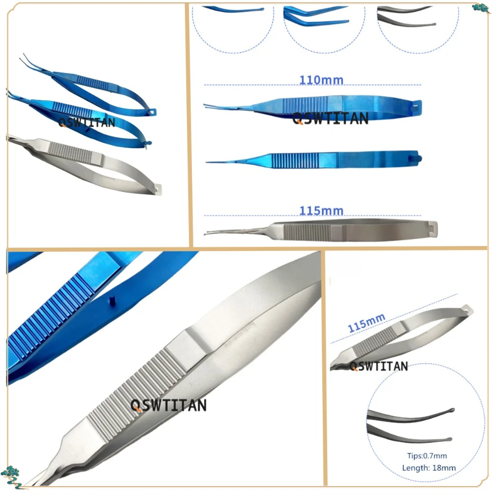 แหนบจับเลนส์ 1 ชิ้น ด้ามแบน ปลายแหลมแบบปากเป็ด แหนบพับได้ ฆ่าเชื้อได้ด้วยหม้อนึ่งความดัน สำหรับเครื่องมือจักษุวิทยาขนาดเล็ก