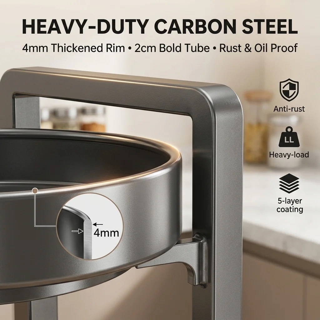 360 Rotating Spice Rack Organizer Carbon Steel 2/3 Tier Adjustable Lazy Susan Turntable for Kitchen Countertop Cabinet