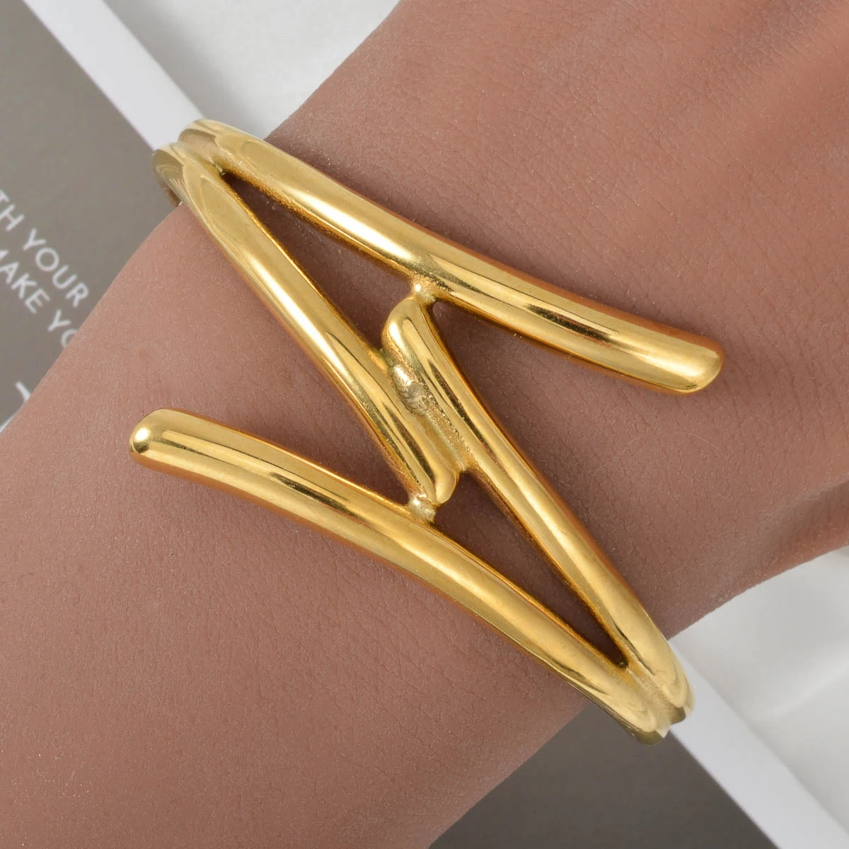 غير النظامية هندسية الفولاذ المقاوم للصدأ سوار تصميم شخصي تفريغ الكفة الإسورة اليد مجوهرات اكسسوارات الرجال النساء