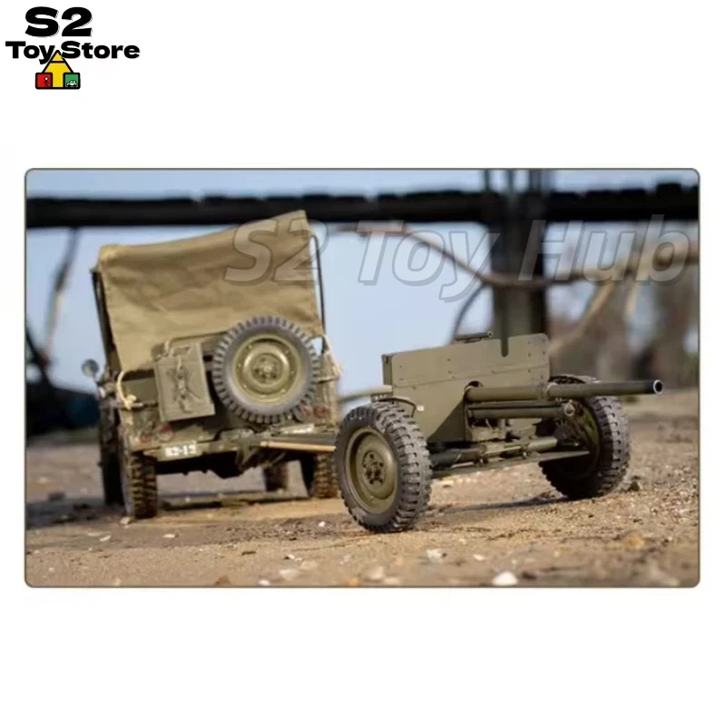 

FMS M3 37MM Anti-Tank Gun 1/6 1/12 Scale RC Military Heavy Artillery Simulation Model Detachable Towing Gun For Willys