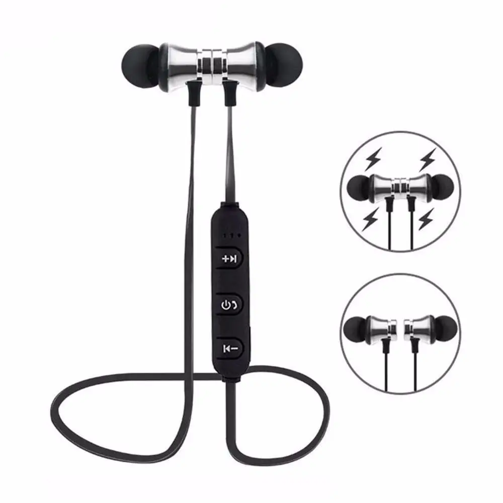 In-Ear Stereo Music Headset with Mic Handsfree Phone Neckband Hanging Neck Wireless Bluetooth Earphone Sport Earbuds Magnetic view 6
