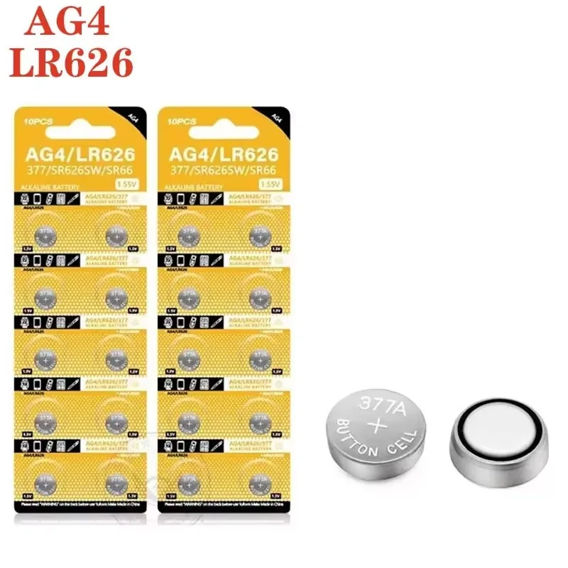 10-100PCS AG4 LR626 1.55V Alkaline Button Cell Batteries 377 SR626 177 for Watches Toys Calculators Car Keys Clocks