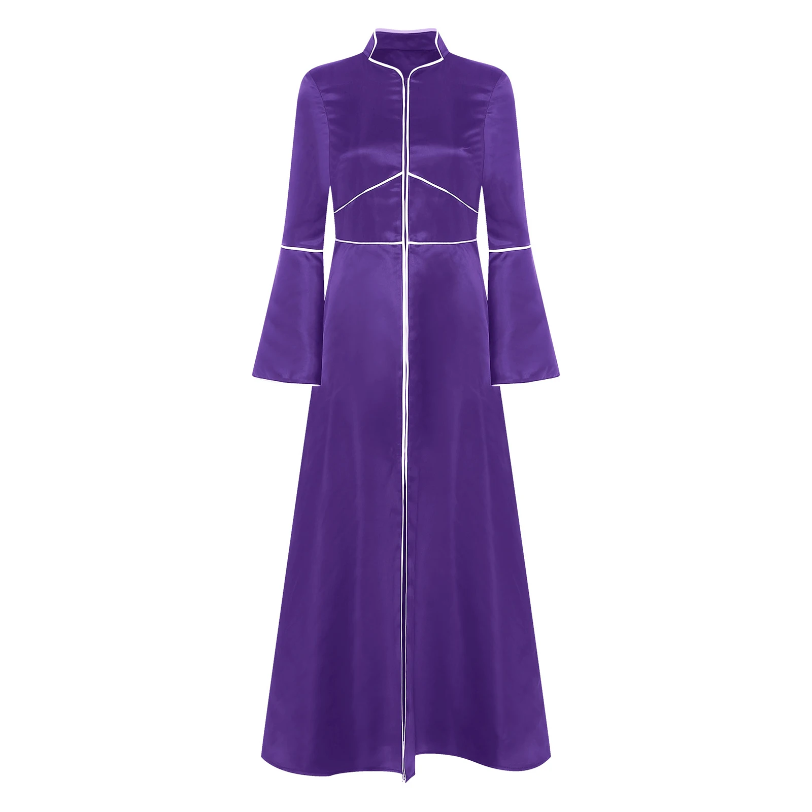 Robe de pasteur d'église à manches évasées pour femmes, robe de chaire de pasteur, fermeture éclair A-ligne, robe maxi de chœur, élégante, clergé, ministre