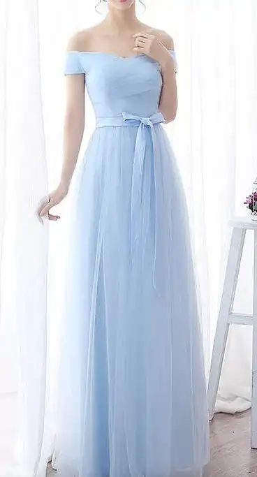

Arabian Night Elegant Evening Dresses Blue Prom Gowns Floor-Length Party Dresses Off-The-Shoulder Customized Vestidos de noche