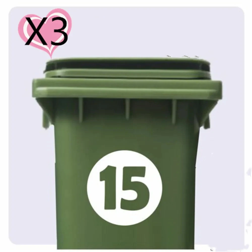 3 X Wheelie Bin Numbers DUST BIN Customized Number/ HOUSE NUMBER STICKER