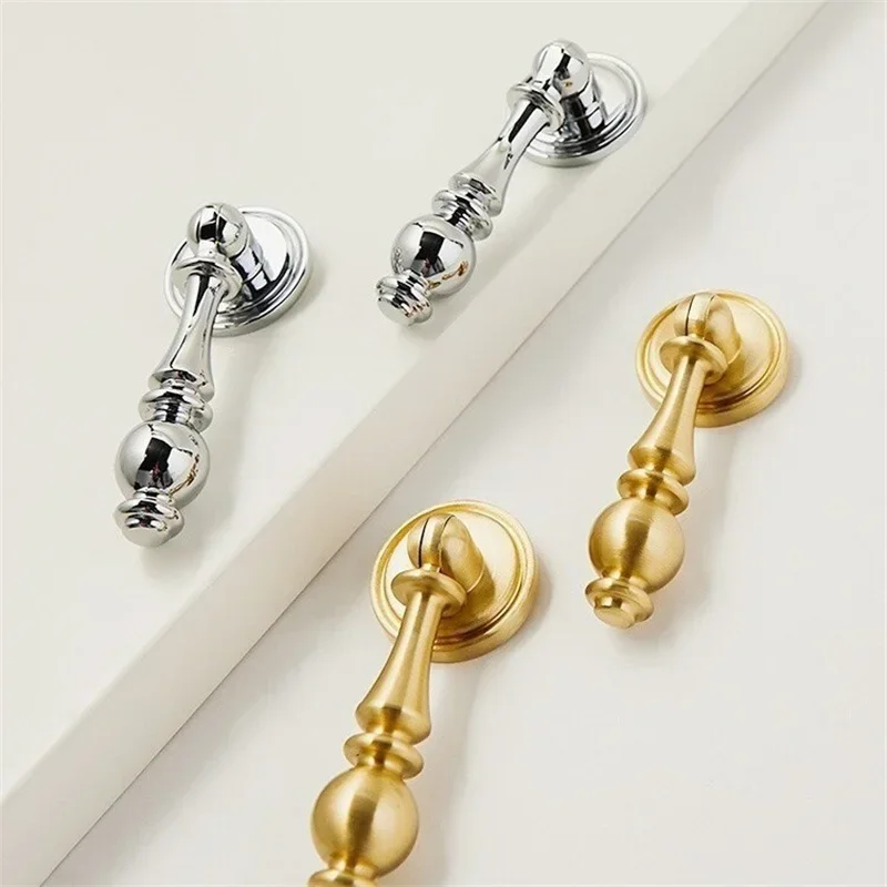 4Pcs Bright Chrome Furniture Handles Pendant Shape Cabinet Drawer Pulls Luxury Kitchen Wardrobe Cupboard Shoe Closet Knobs Diy