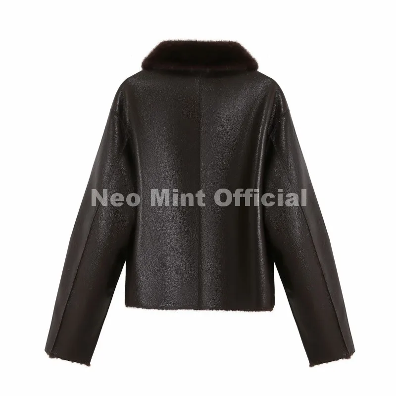 Neo Mint 2026 Winter New Windproof Shearling Jacket Women Brand Fashion Reversible Faux Mink Fur Coat Girls Short Warm Overcoat
