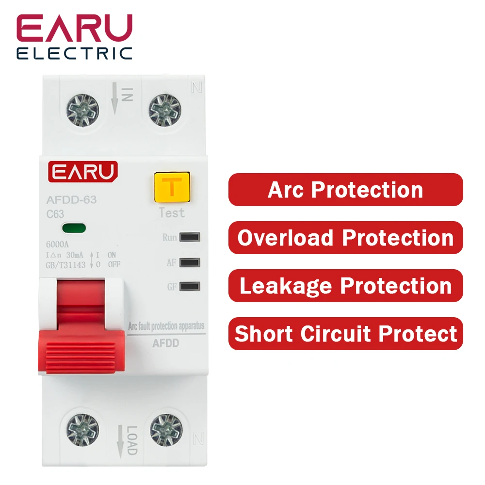 

AC220V AFDD Arc Fault Protector Device RCBO RCCB MCB Circuit Breaker Interrupted Overload Earth Leakage Short Circuit Protection