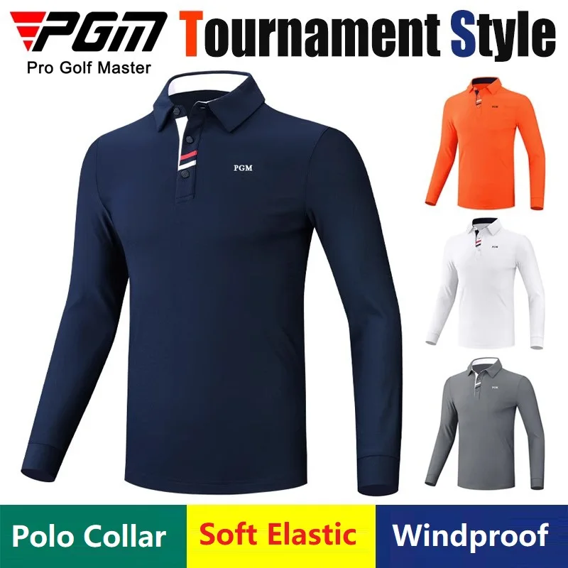 Pgm Men's Polo Shirt Sweatshirt Sports Daily Wear Male Long Sleeve Fashion Tops Comfortable Spring Fall Leisure Sports T-shirt