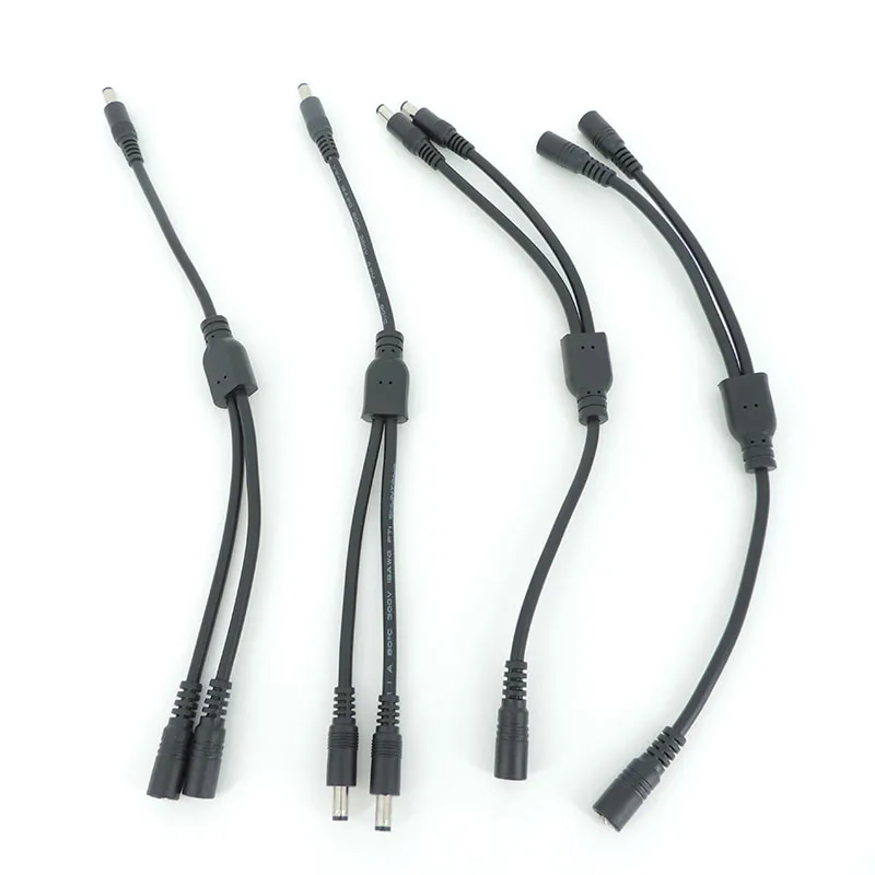 18awg 10A 1-36v 2 vías 1 macho hembra a 2 macho hembra Cable adaptador de fuente de alimentación CC 5,5mm x 2,1mm conector divisor extensión de