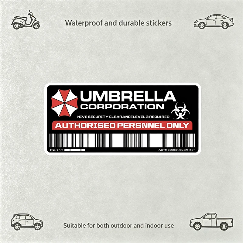 Waterproof Umbrella Car Sticker Biohazard Decal Authorised Personnel