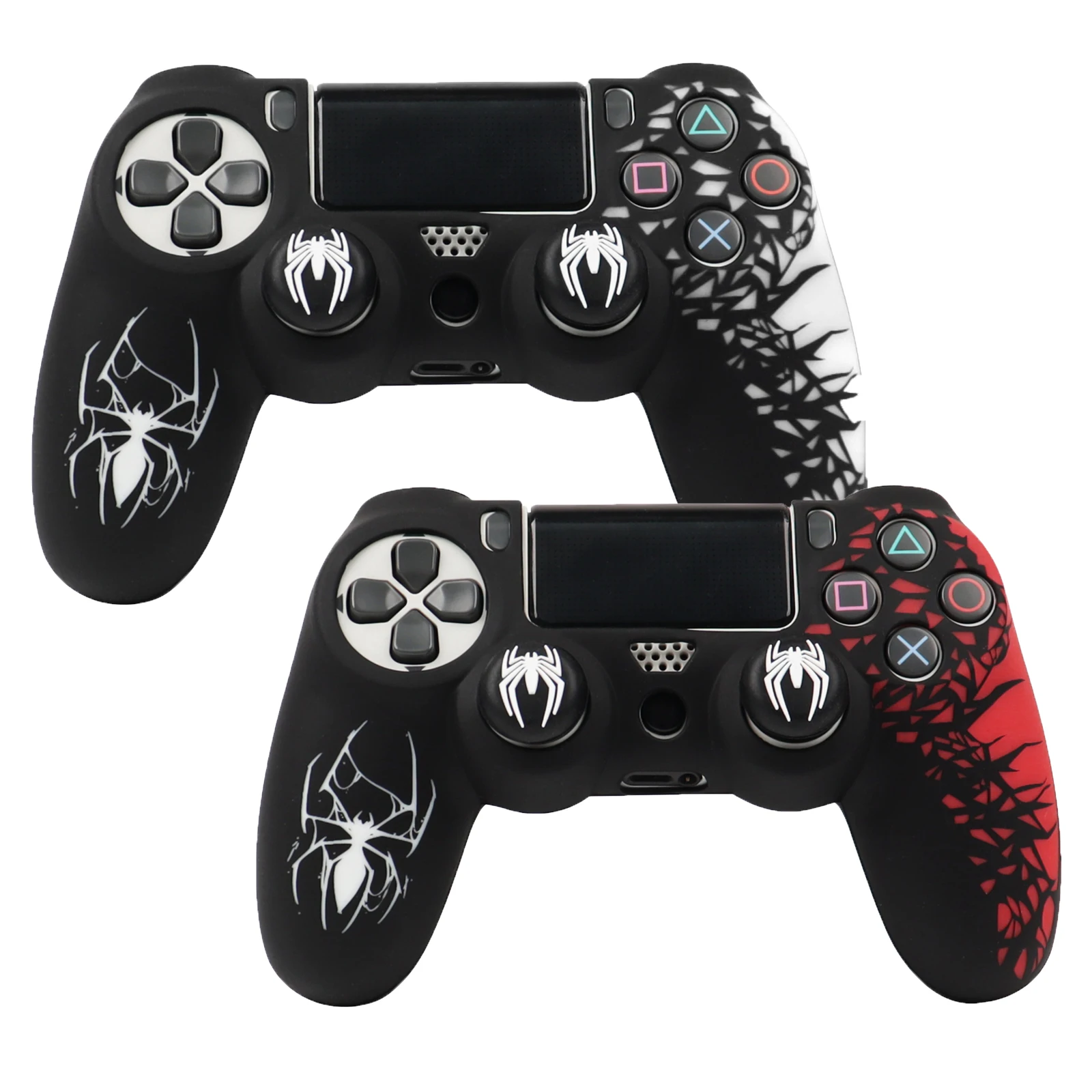 Para funda de controlador PS4, funda de silicona suave 360 °   Protección total, resistente al sudor, antiarañazos, sin decoloración, con tapas para pulgar