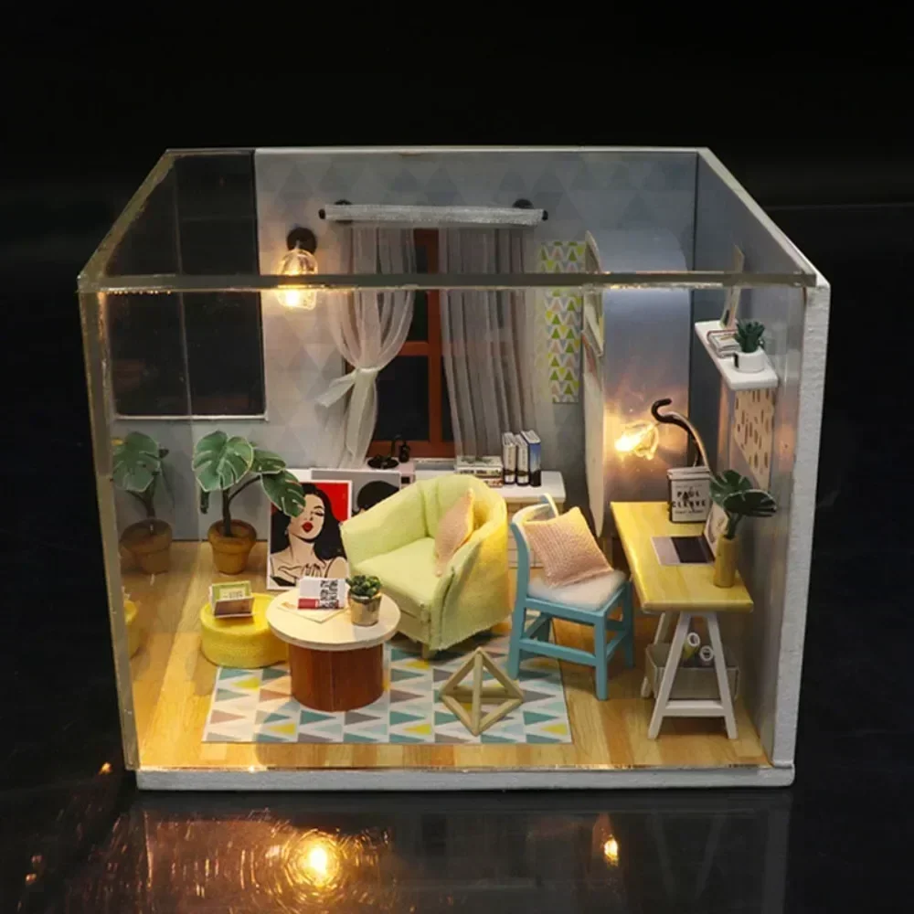 

Мини DIY маленький кукольный домик ручной работы 3D головоломка сборная модель здания Dingdong украшение гнезда деревянное ремесло подарок на день рождения