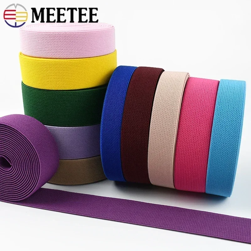 Meetee 5M 10-60mm Sewing Elastic Band Underwear Bra Rubber Tape Trousers Straps Belt Elastics Ribbon Binding Garment Accessories