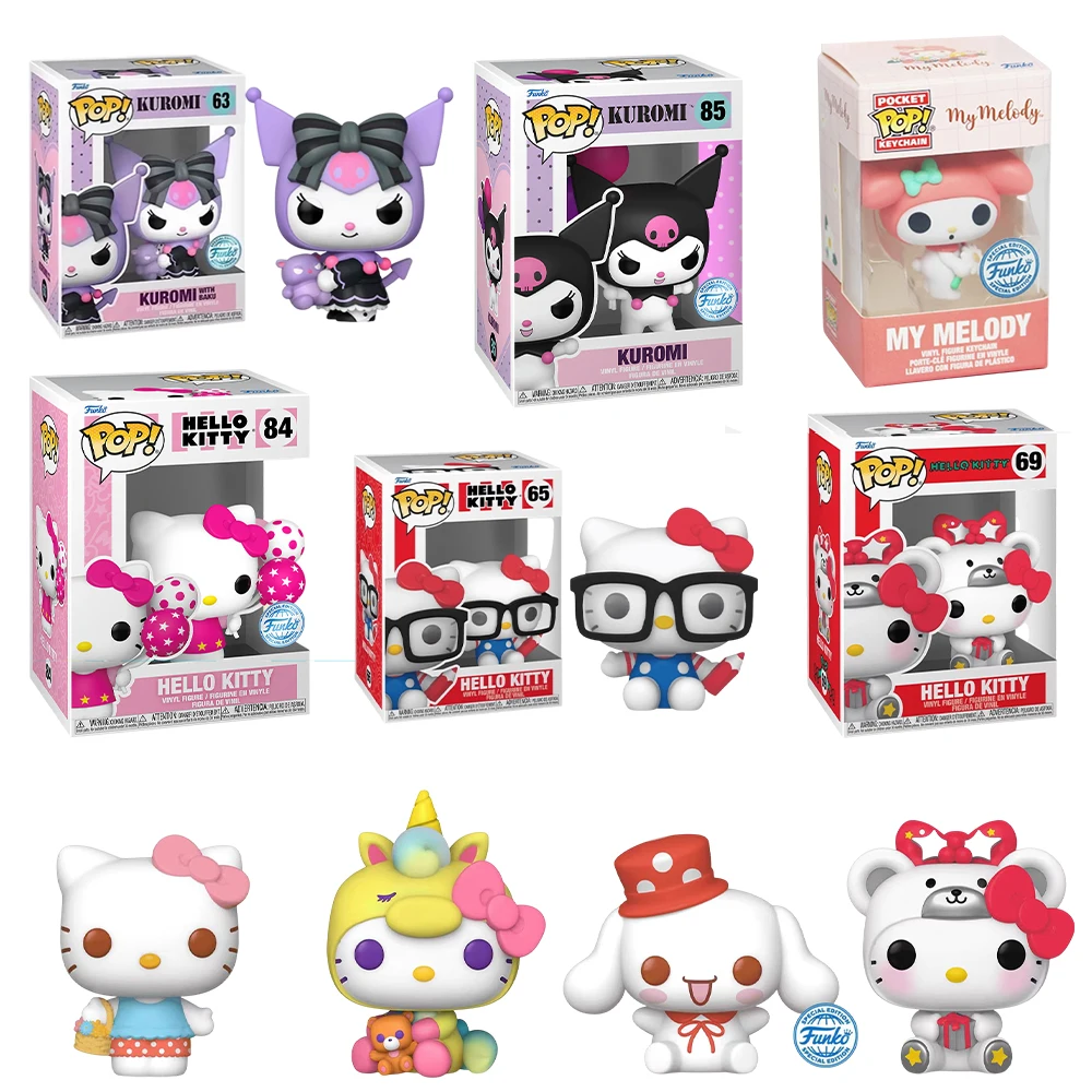 Funko Pop Hello Kitty Sanrio Action Figures Cartoon Kawaii Kuromi My Melody Mimi Q-version Models Dolls Decorative Festival Gift