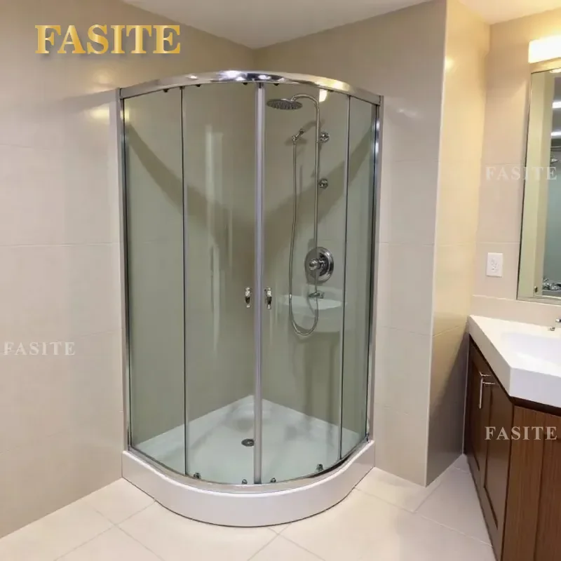 For Household Bathroom Integral Shower Room Arc Fan Closed Design Finished Product with Integrated Tempered Glass Door Modern