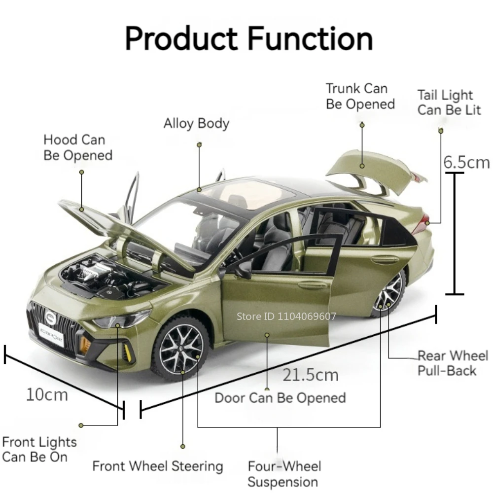 1:24 Trumpchi EMPOW55 Model samochodu Zabawka Diecast Metal Absorpcja Drzwi Otwarte Pojazd Dźwięk Światło Pociągnij Prezenty dla Dzieci