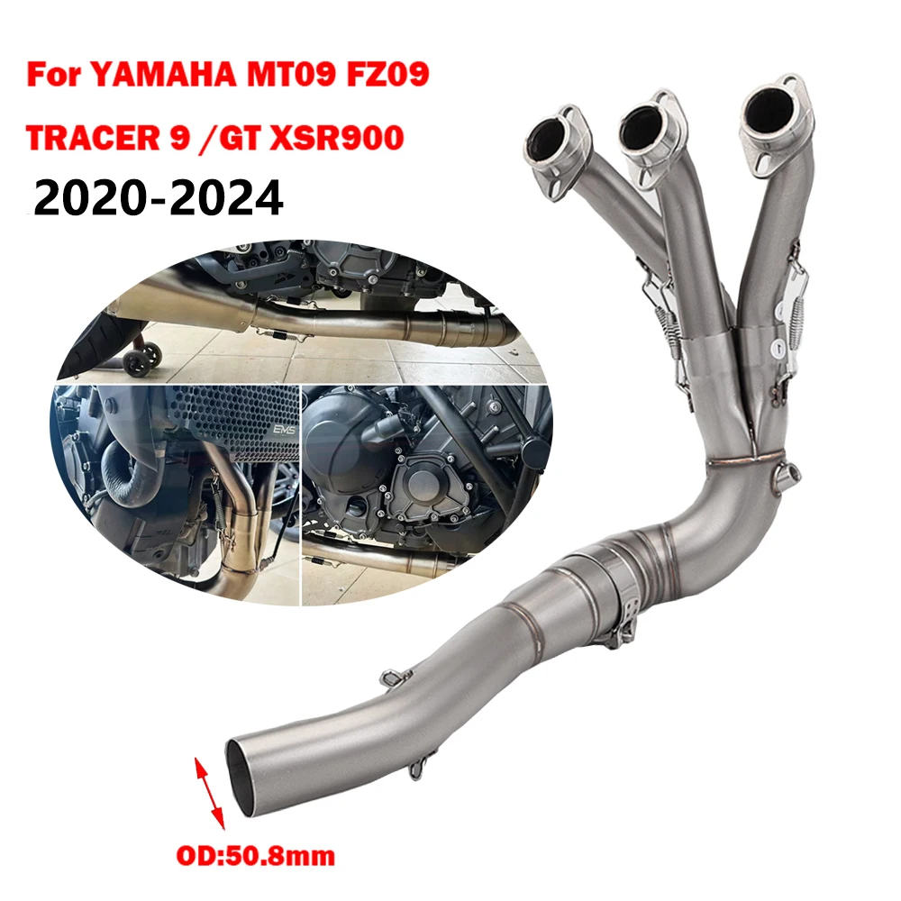 Motorrad-Auspuff-Escape-Systeme, vorderer Verbindungsrohr-Schalldämpfer, DB-Killer für Yamaha MT09 MT-09 FZ09 XSR900 Tracer 9 GT MT 2020–2024