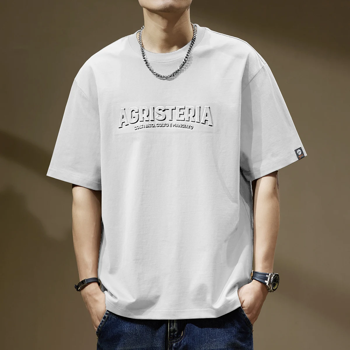 BOWEYLUN النمط الأمريكي ثلاثي الأبعاد رسائل الصلب تي شيرت مطبوع الرجال 100% القطن الجولة الرقبة قصيرة الأكمام قميص بلايز الذكور